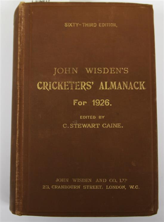 A Wisden Cricketers Almanack for 1926, original hardback binding